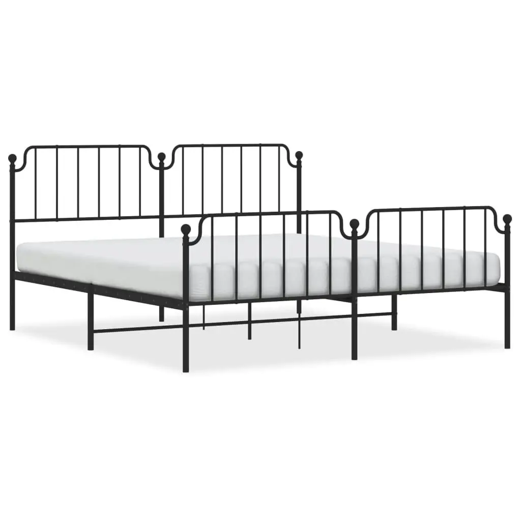 Metal Bed Frame with Headboard and FootboardÂ Black 183x203 cm King Size 373909