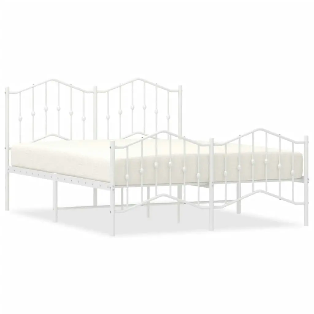 Metal Bed Frame with Headboard and FootboardÂ White 135x190 cm 373855