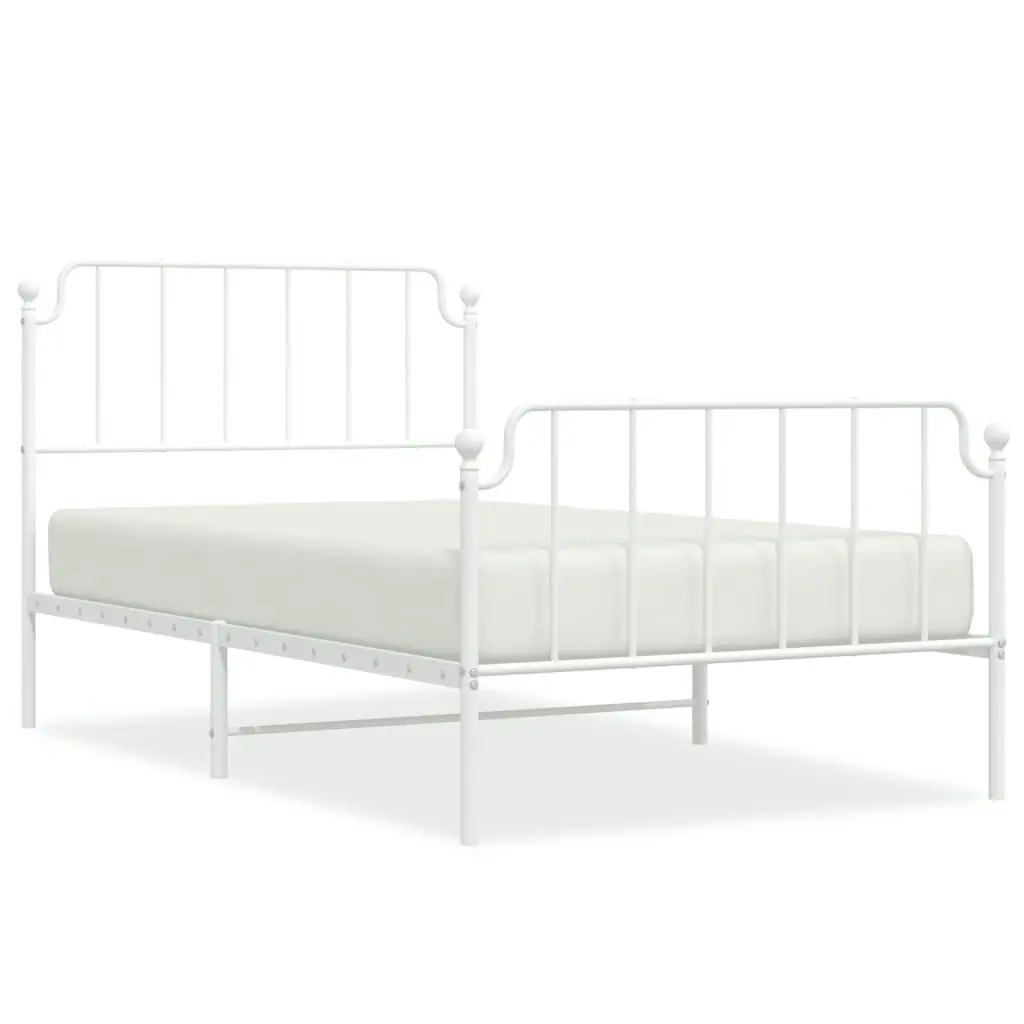 Metal Bed Frame with Headboard and FootboardÂ White 107x203 cm 373950