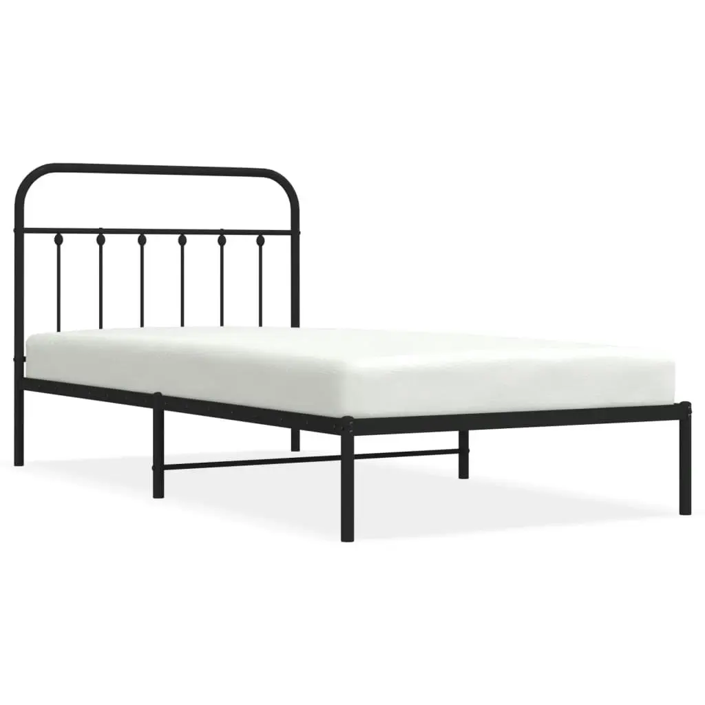 Metal Bed Frame with Headboard Black 106x203 cm King Single Size 352574