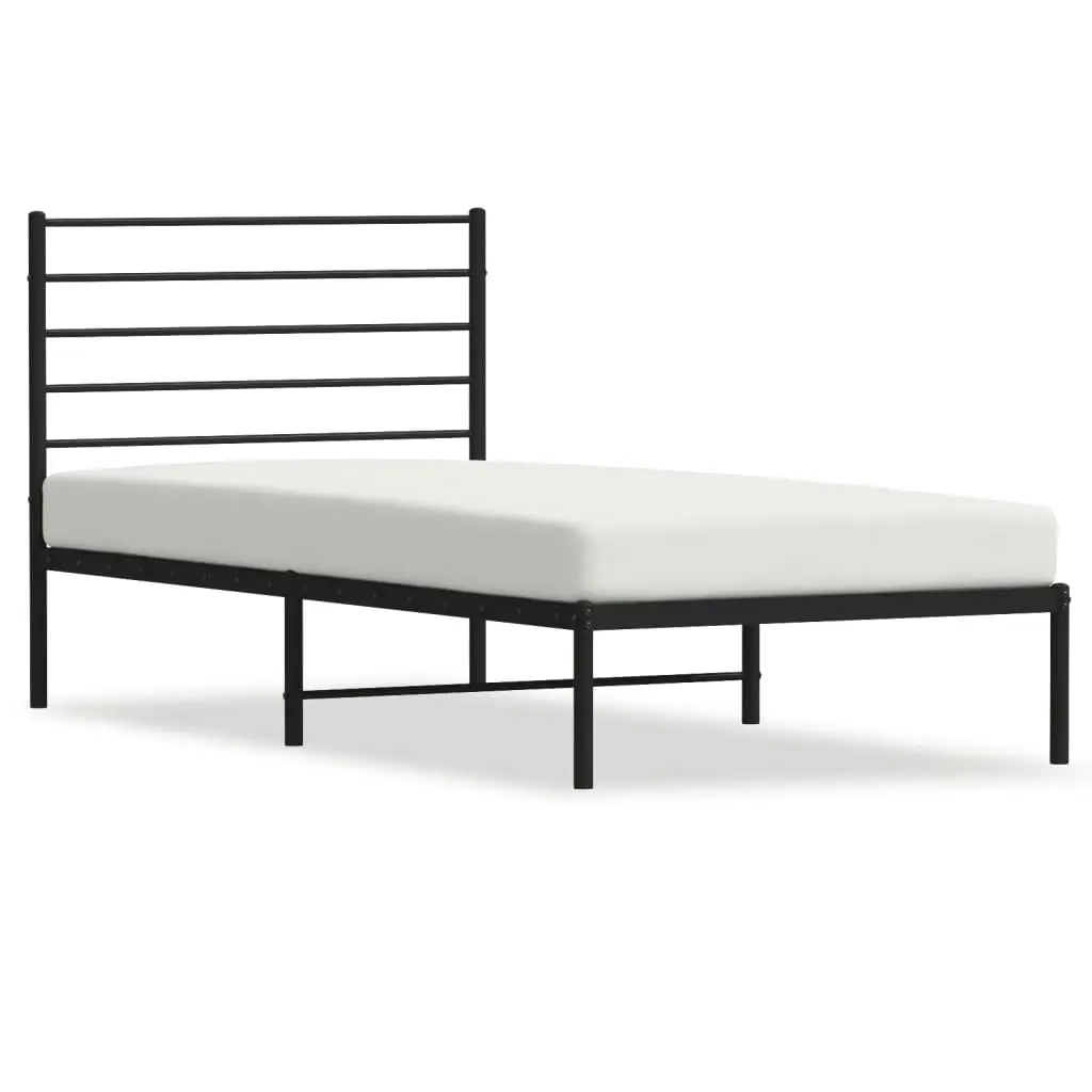 Metal Bed Frame with Headboard Black 106x203 cm King Single Size 352315