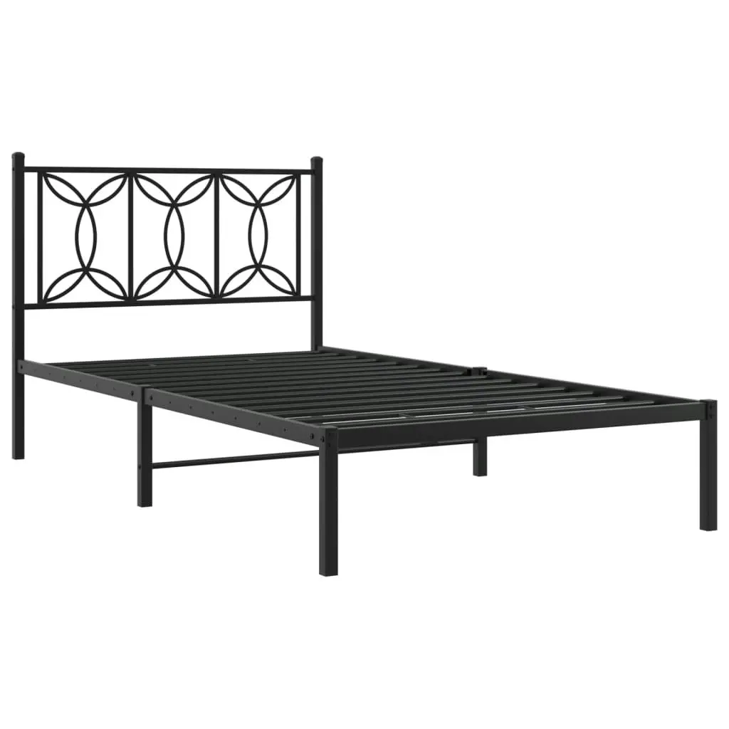 Metal Bed Frame with Headboard Black 106x203 cm King Single Size 376124