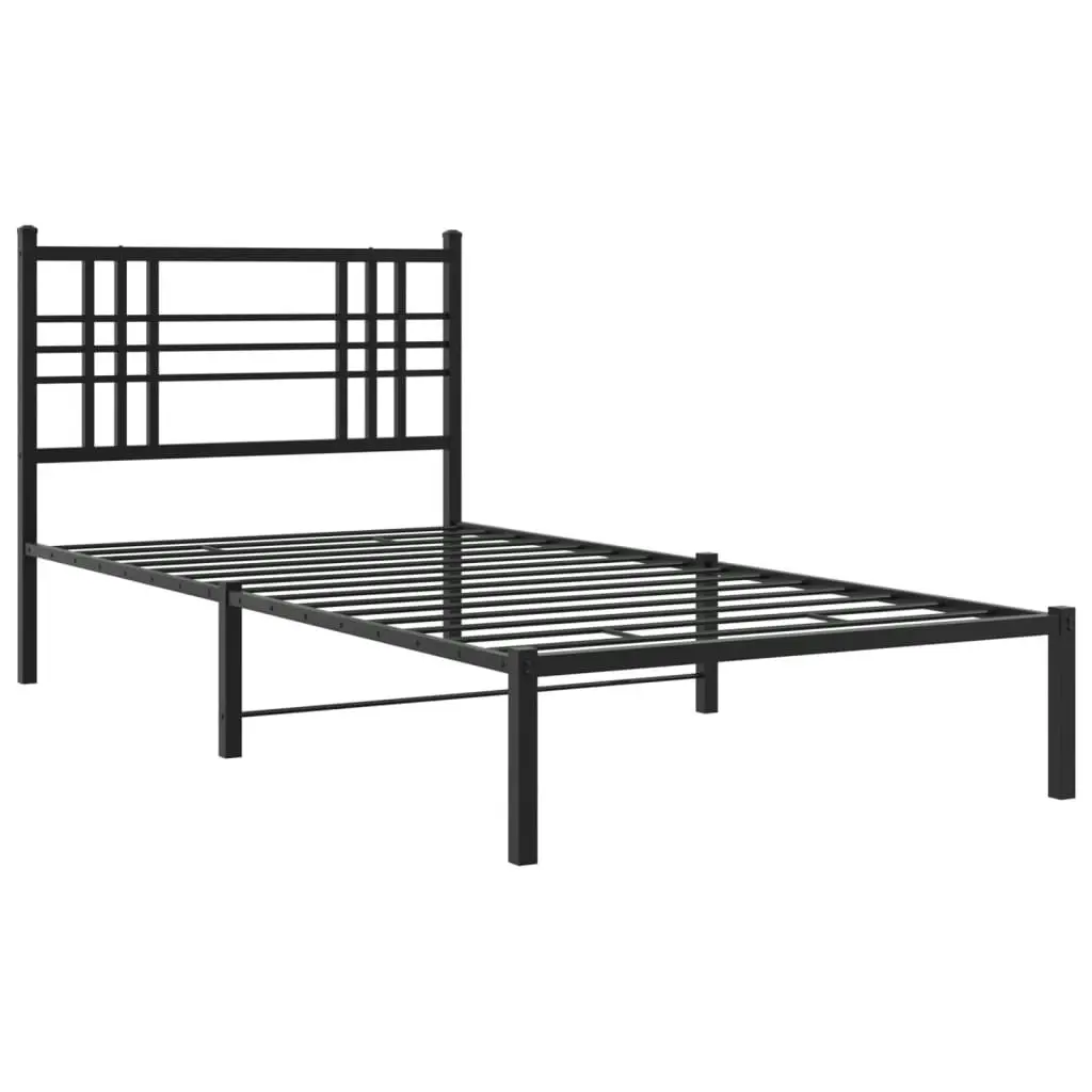 Metal Bed Frame without Mattress with Headboard Black 107x203 cm King Single 376320