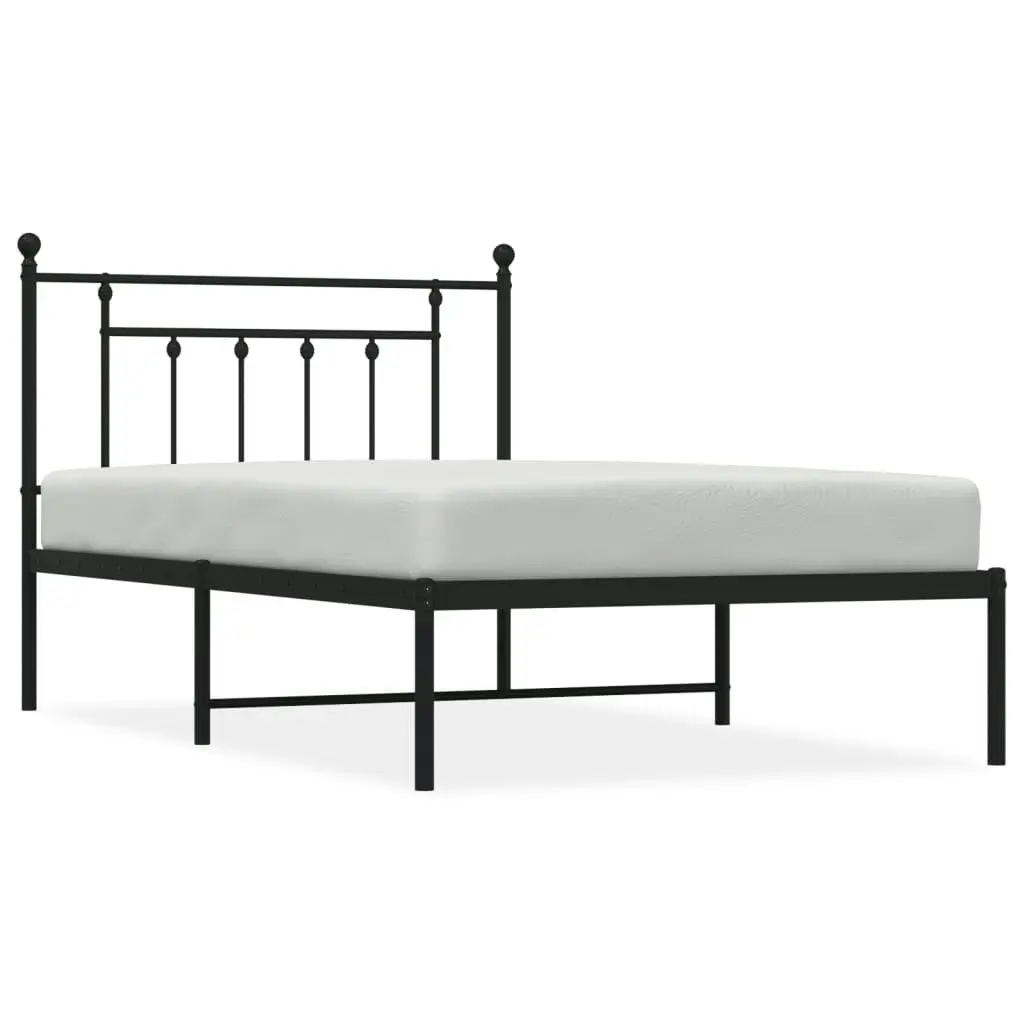 Metal Bed Frame with Headboard Black 106x203 cm King Single Size 353533