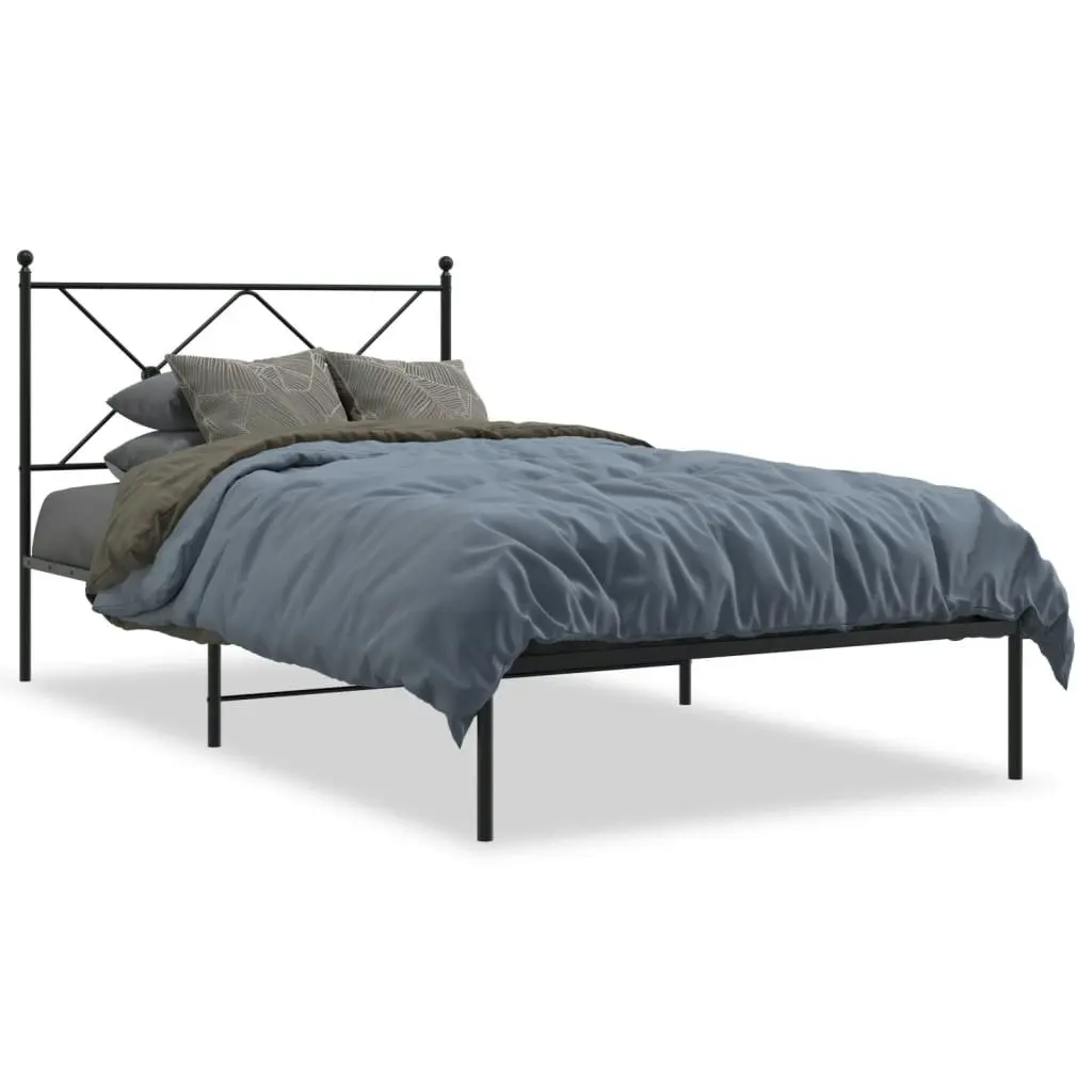 Metal Bed Frame with Headboard Black 106x203 cm King Single Size 376498