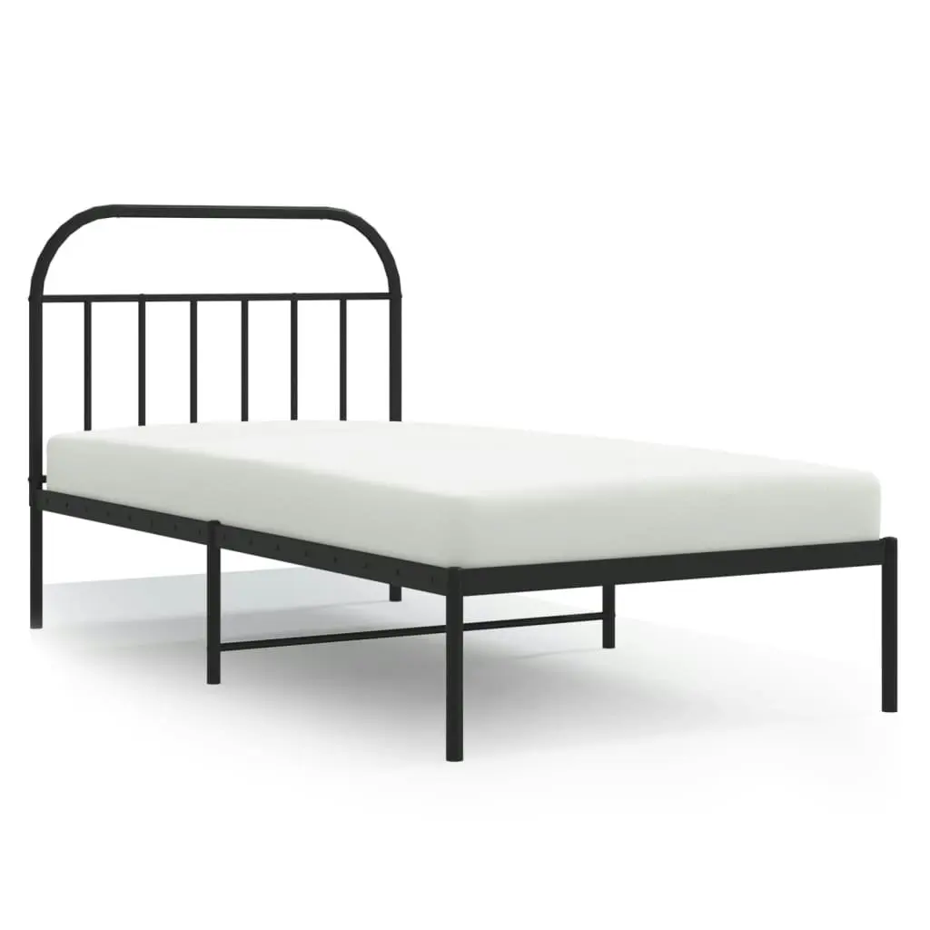 Metal Bed Frame without Mattress with Headboard Black 107x203 cm King Single 353631