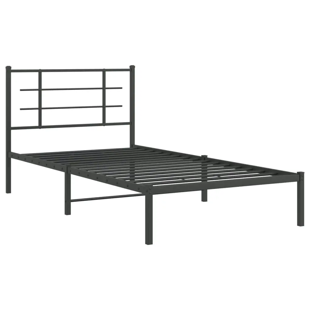 Metal Bed Frame with Headboard Black 107x203 cm 355557