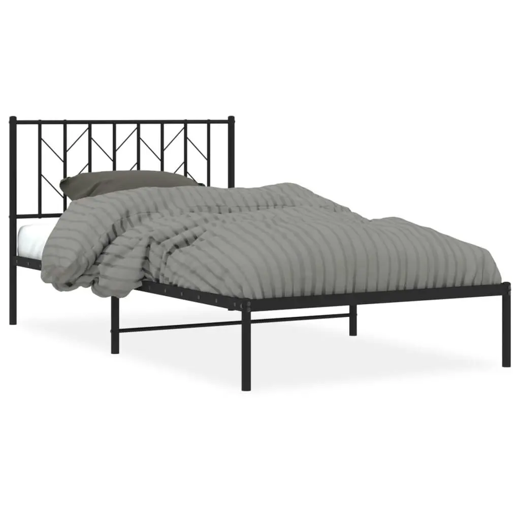 Metal Bed Frame without Mattress with Headboard Black 107x203 cm King Single 374433