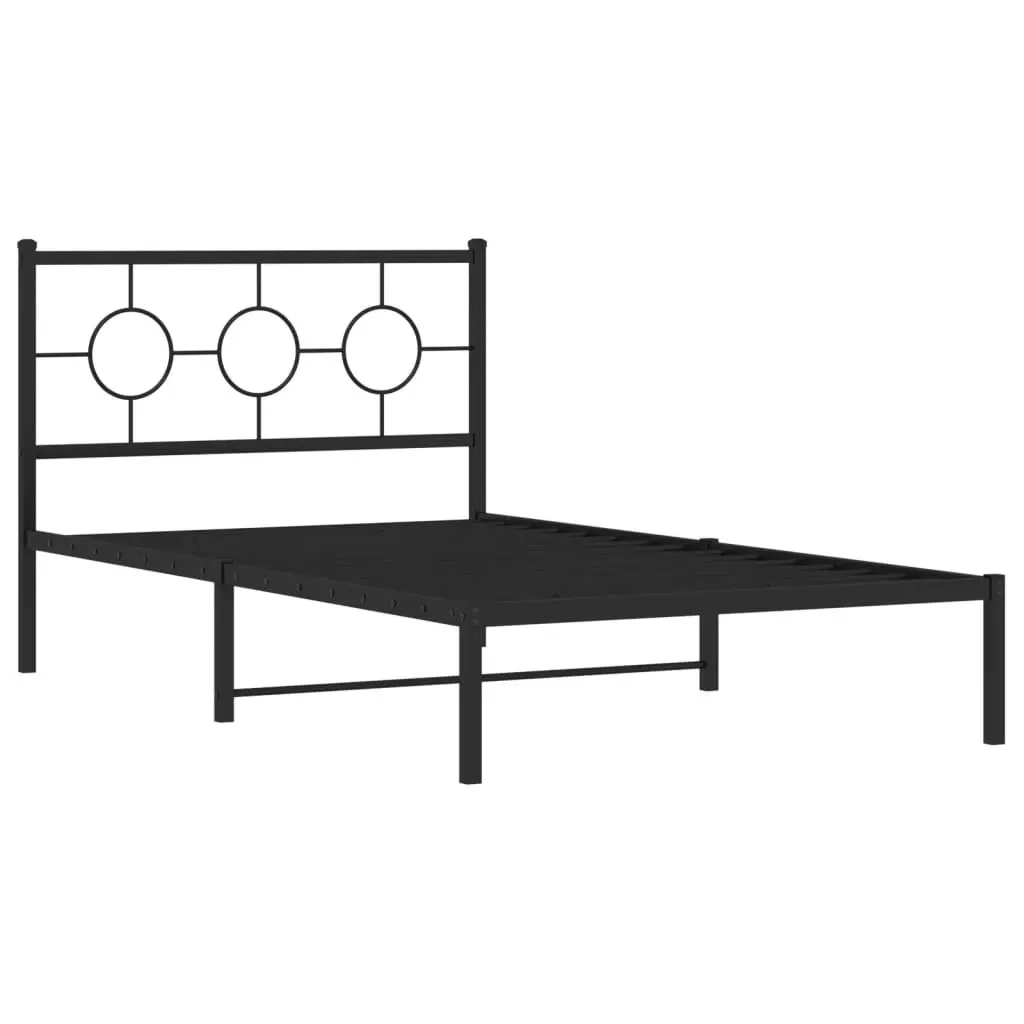 Metal Bed Frame without Mattress with Headboard Black 107x203 cm King Single 376222