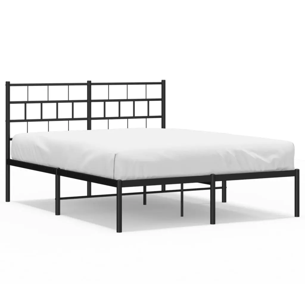 Metal Bed Frame with Headboard Black 135x190 cm 355658