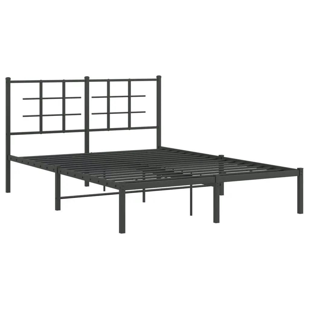 Metal Bed Frame without Mattress with Headboard Black 135x190 cm 355560