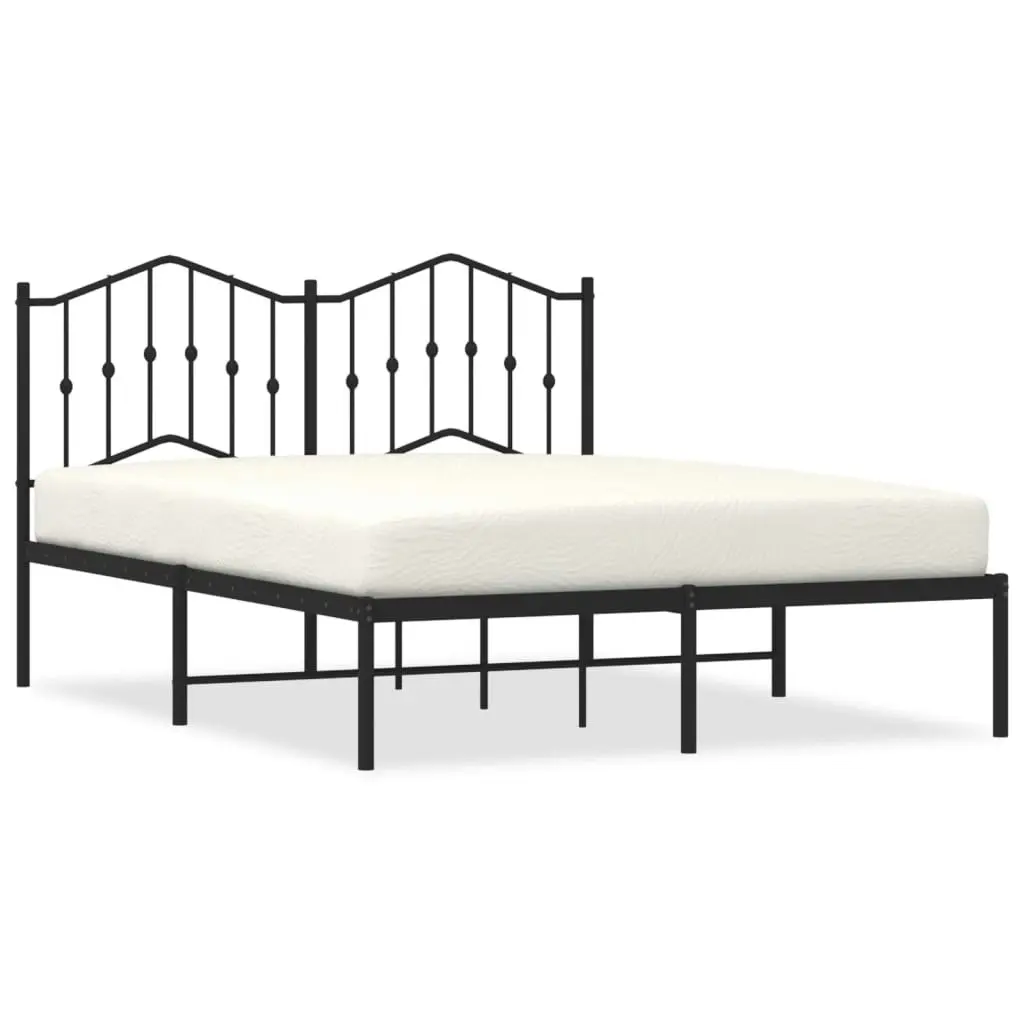 Metal Bed Frame without Mattress with Headboard Black 135x190 cm 373788