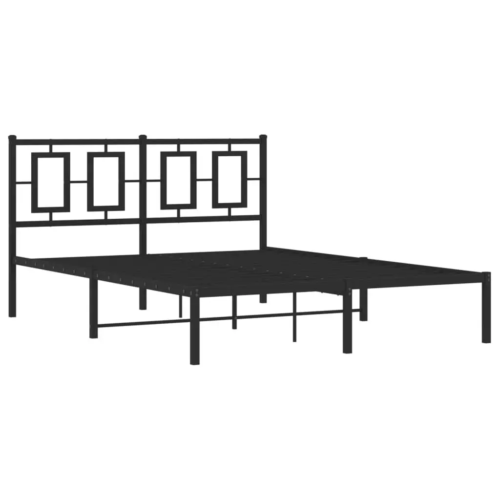 Metal Bed Frame without Mattress with Headboard Black 135x190 cm 374240