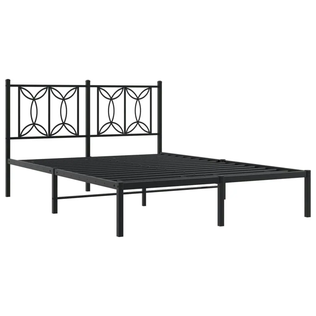 Metal Bed Frame with Headboard Black 135x190 cm 376127