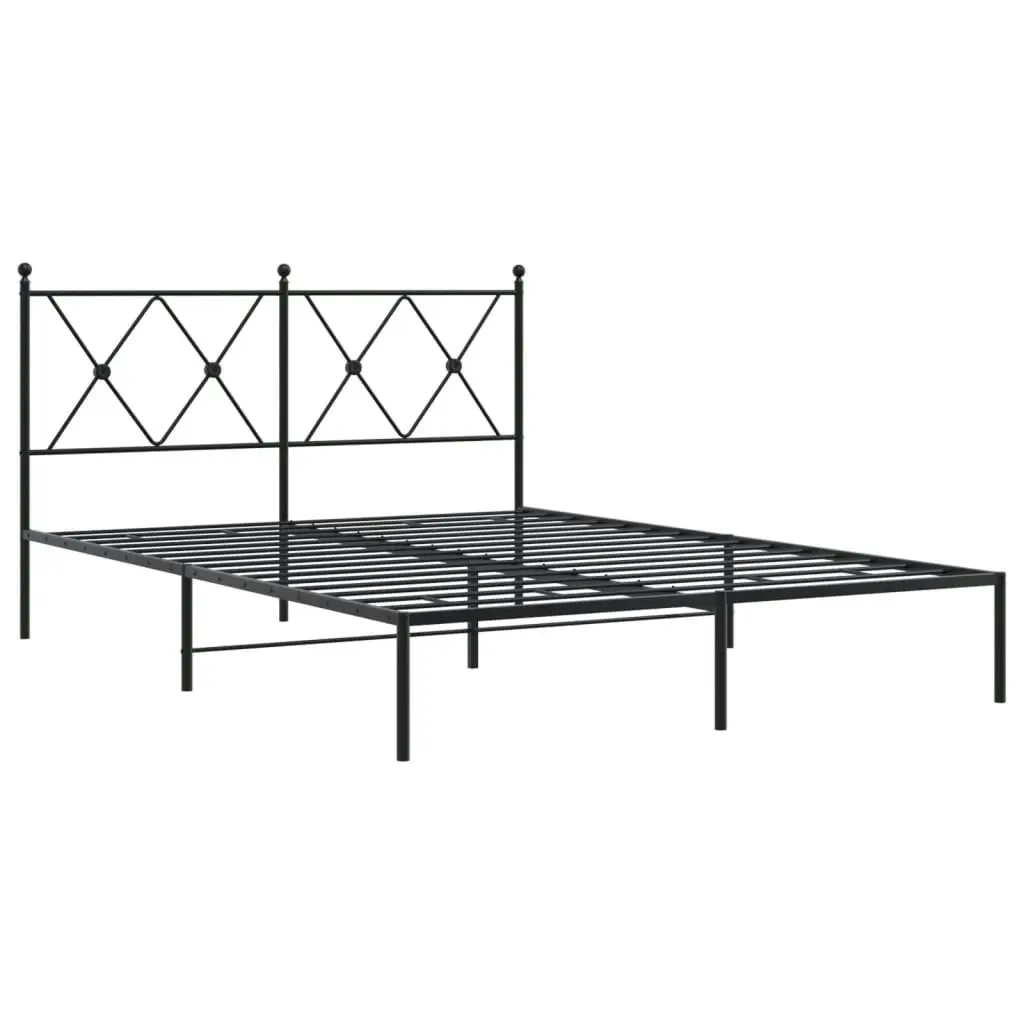 Metal Bed Frame with Headboard Black 135x190 cm 376501