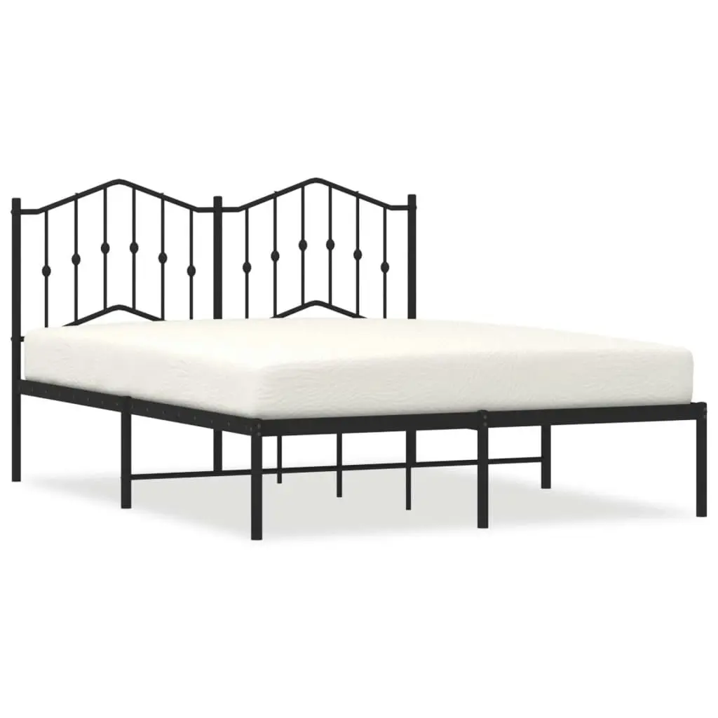 Metal Bed Frame with Headboard Black 150x200 cm 373791