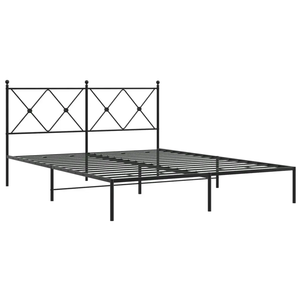 Metal Bed Frame with Headboard Black 150x200 cm 376504