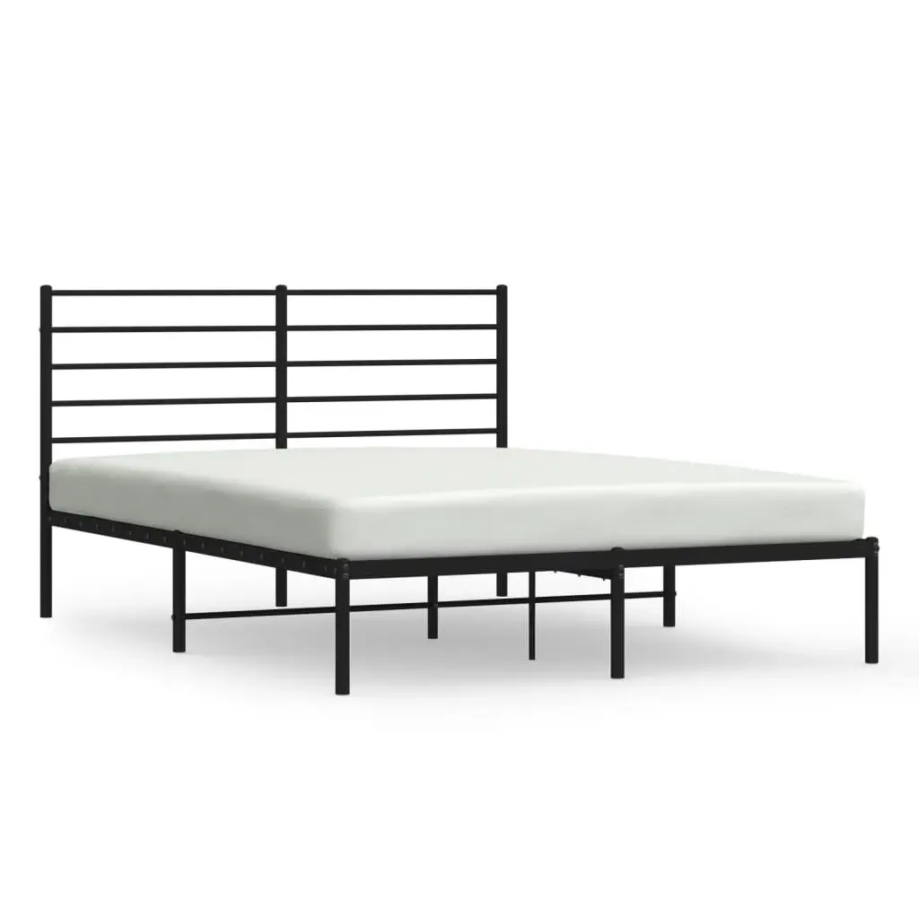 Metal Bed Frame with Headboard Black 153x203 cm Queen 352321