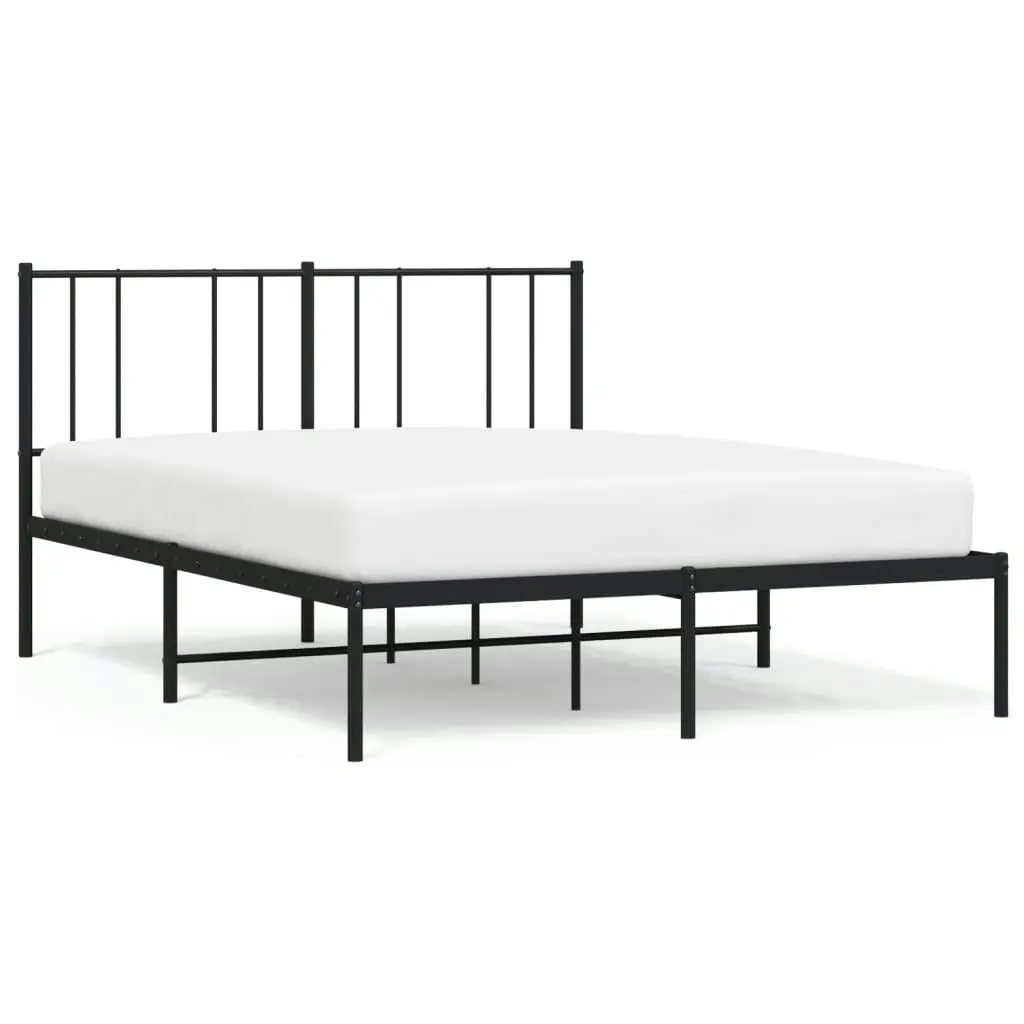 Metal Bed Frame with Headboard Black 153x203 cm Queen Size 352482