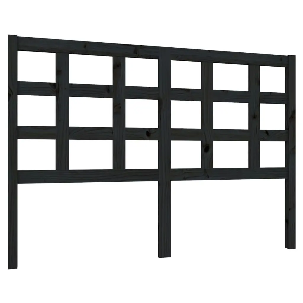 Bed Headboard Black 140.5x4x100 cm Solid Wood Pine 817889