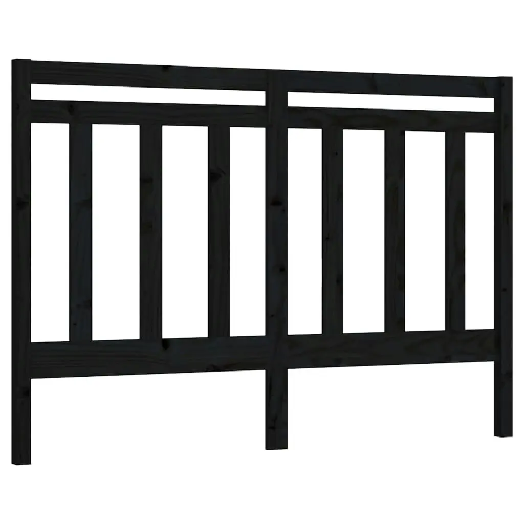 Bed Headboard Black 141x4x100 cm Solid Wood Pine 817789