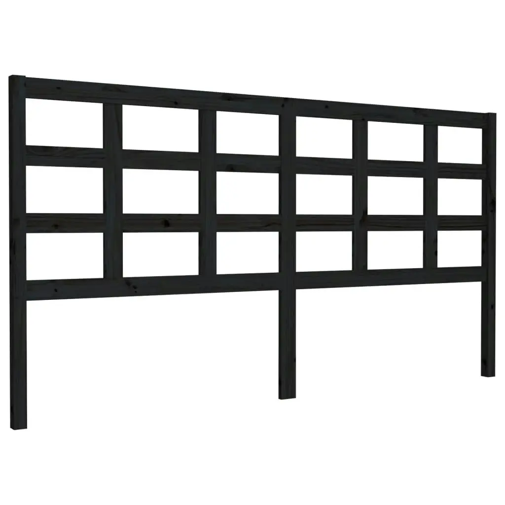 Bed Headboard Black 185.5 cm Solid Wood Pine 817909