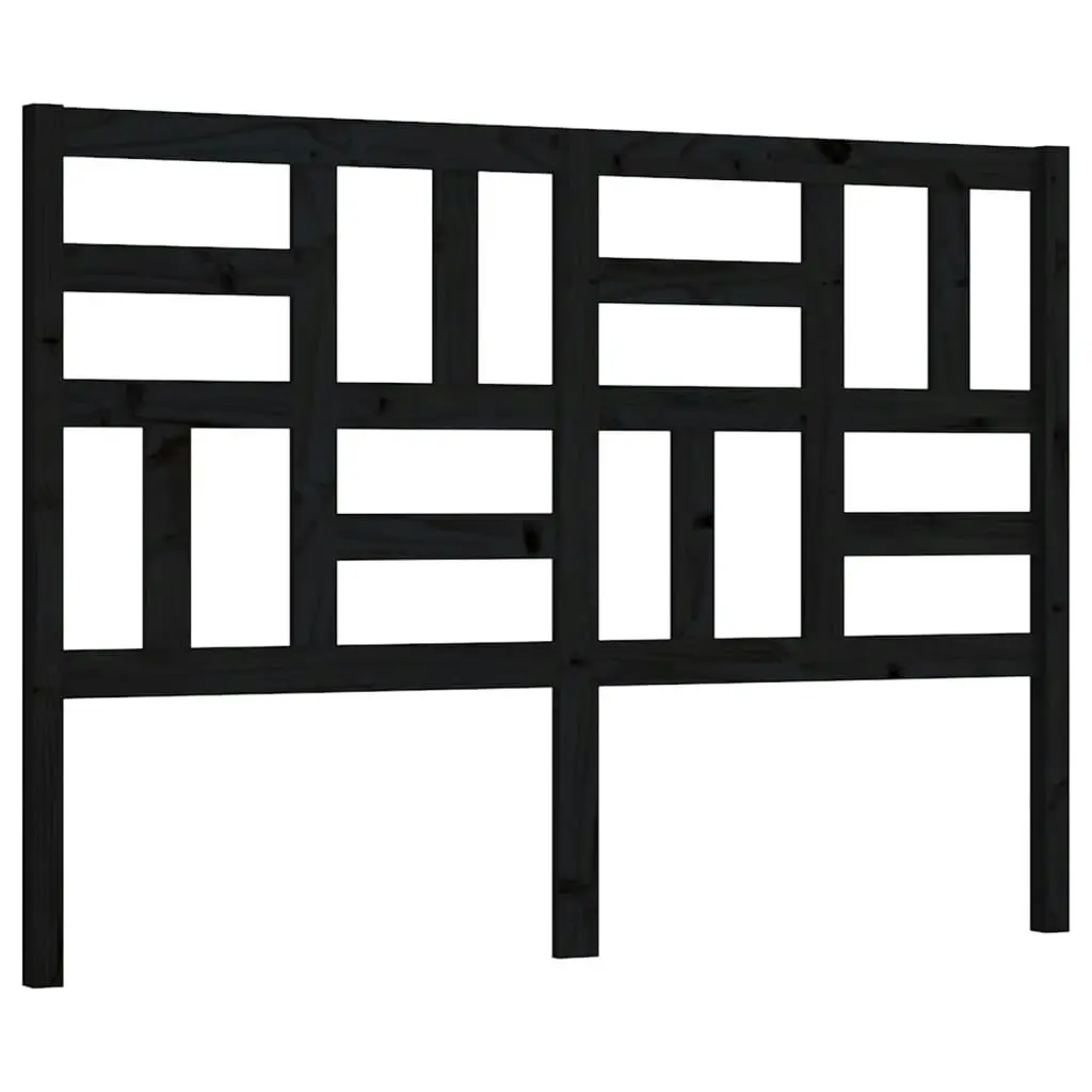 Bed Headboard Black 141 cm Solid Wood Pine 818189