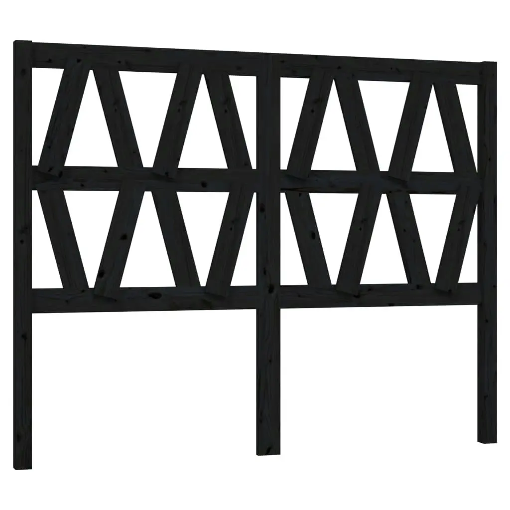 Bed Headboard Black 141 cm Solid Wood Pine 818619