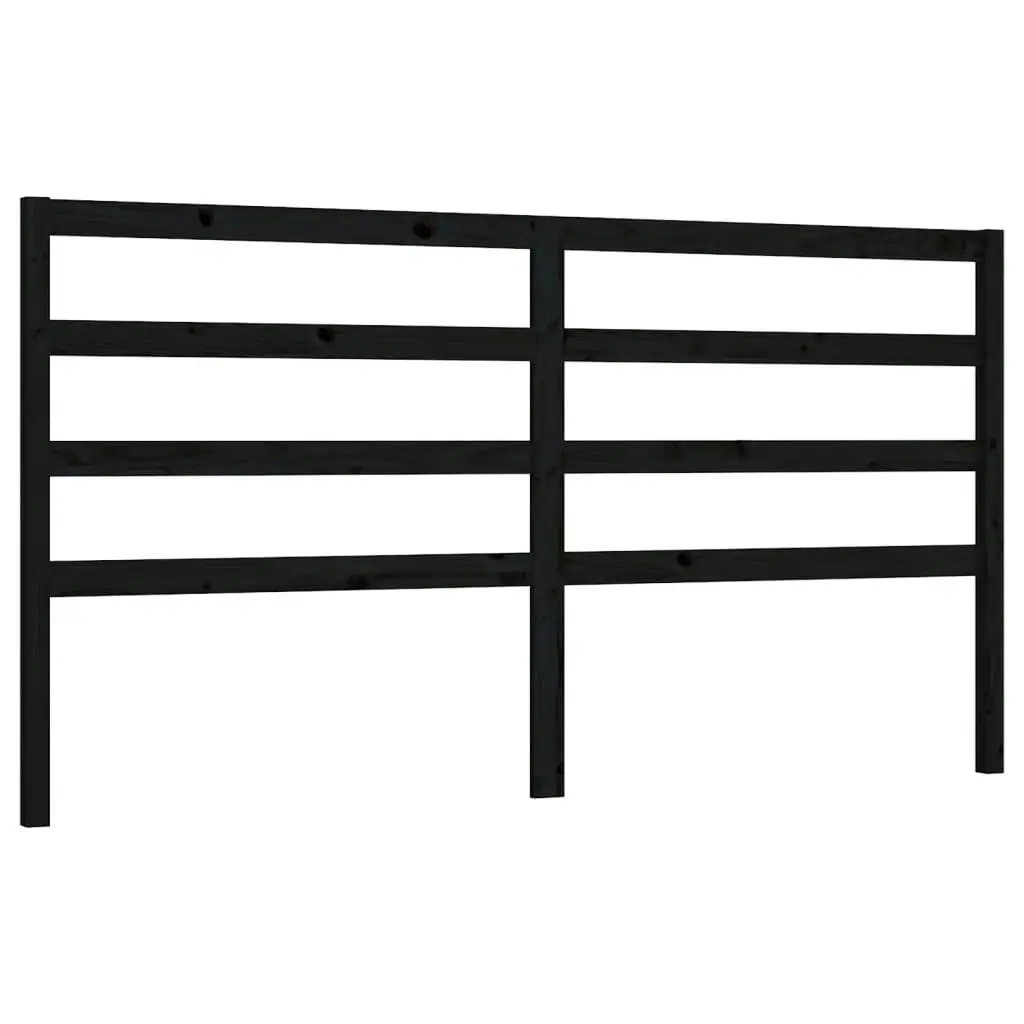 Bed Headboard Black 186x4x100 cm Solid Wood Pine 817659