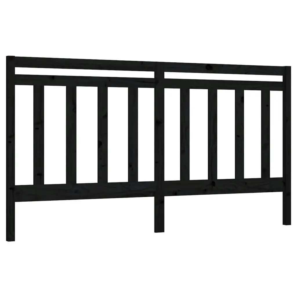 Bed Headboard Black 186 cm Solid Wood Pine 817809