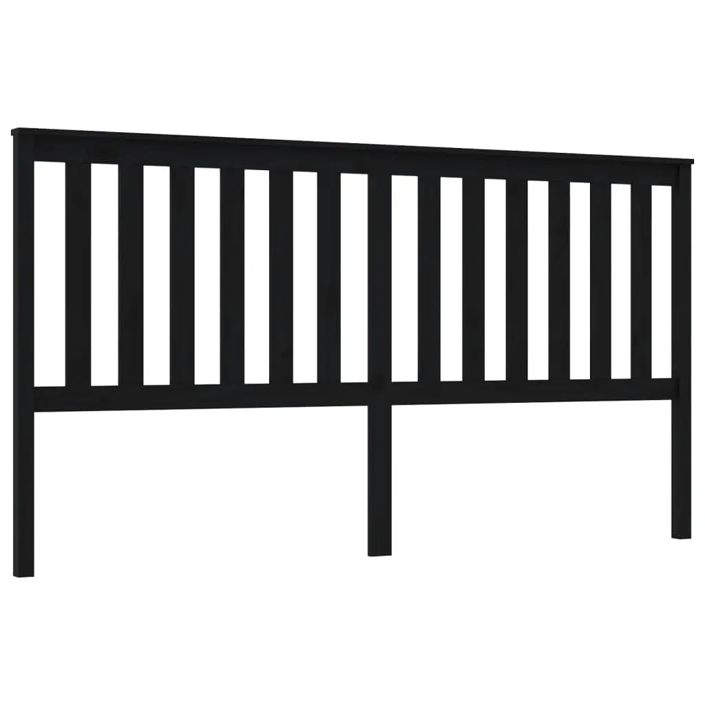 Bed Headboard Black 186 cm Solid Wood Pine 818539