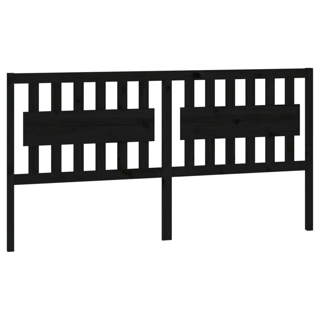 Bed Headboard Black 185.5 cm Solid Wood Pine 818589