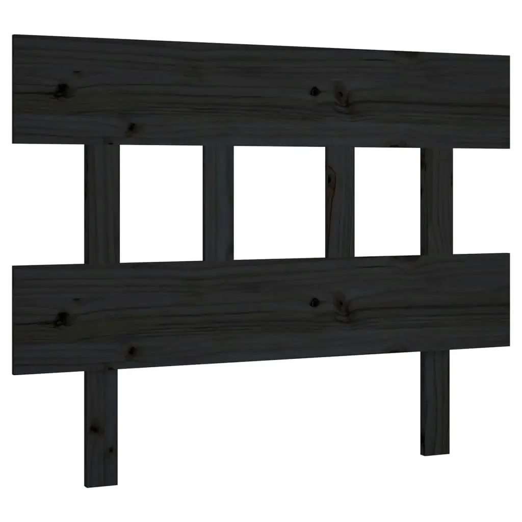 Bed Headboard Black 93.5x3x81 cm Solid Wood Pine 819104