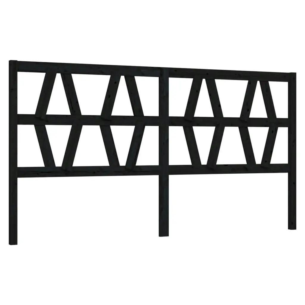 Bed Headboard Black 186 cm Solid Wood Pine 818639