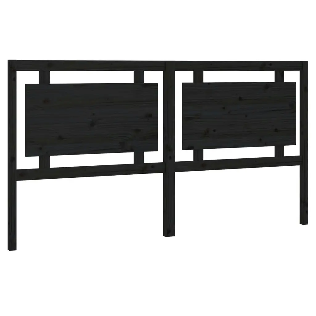 Bed Headboard Black 185.5 cm Solid Wood Pine 817959