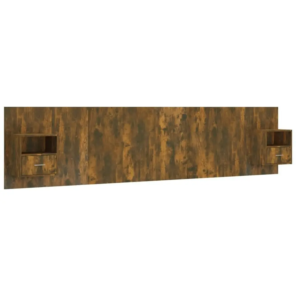 Bed Headboard with Cabinets Smoked Oak Engineered Wood 3115769