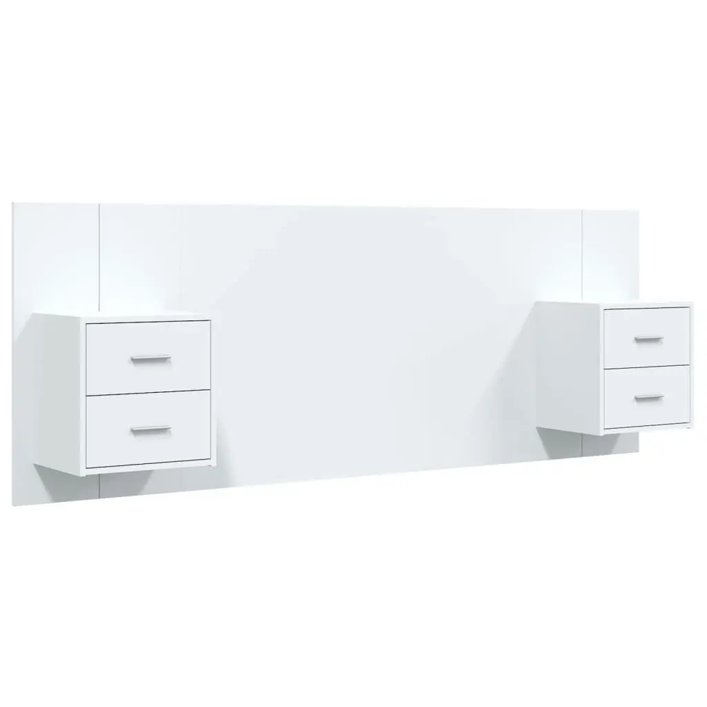 Bed Headboard with Cabinets High Gloss White Engineered Wood 3115688