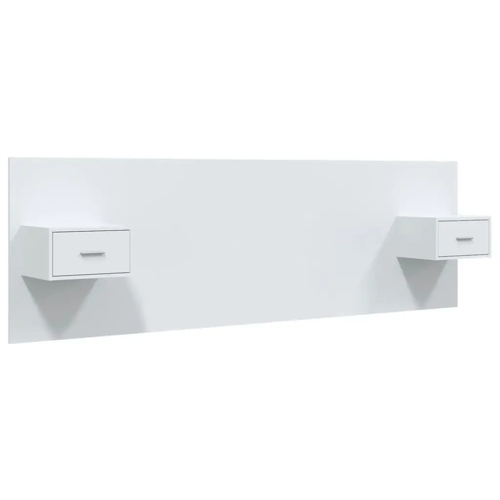 Bed Headboard with Cabinets White Engineered Wood 3115700