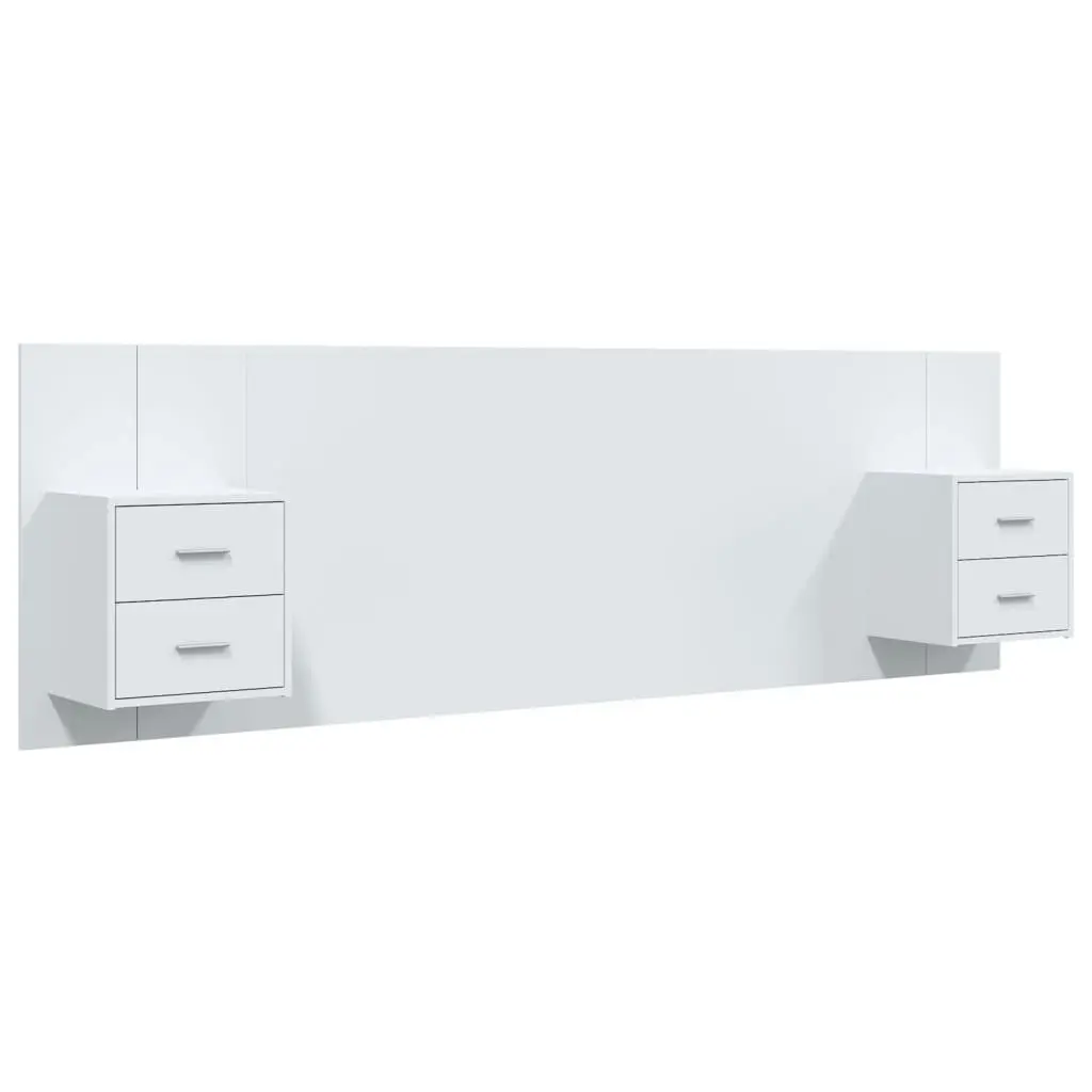 Bed Headboard with Cabinets White Engineered Wood 3115708