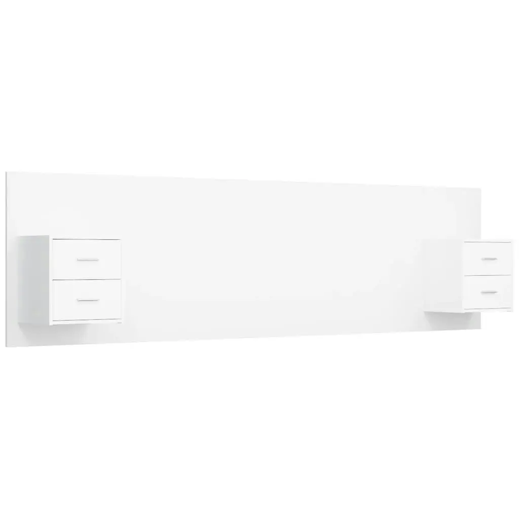 Bed Headboard with Cabinets White Engineered Wood 3115732