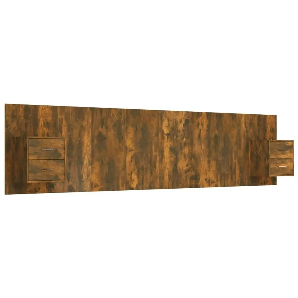 Bed Headboard with Cabinets Smoked Oak Engineered Wood 3115761