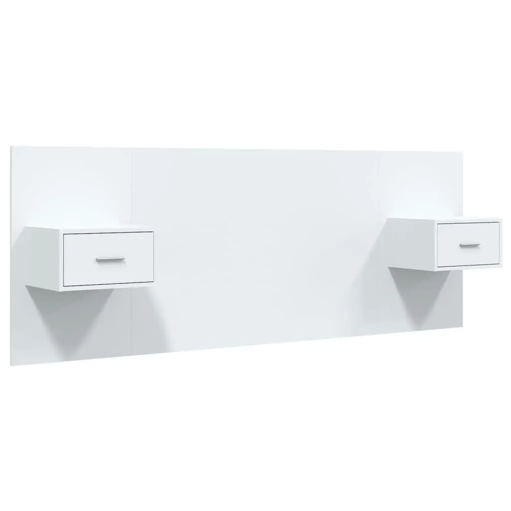 Bed Headboard with Cabinets High Gloss White Engineered Wood 3115680