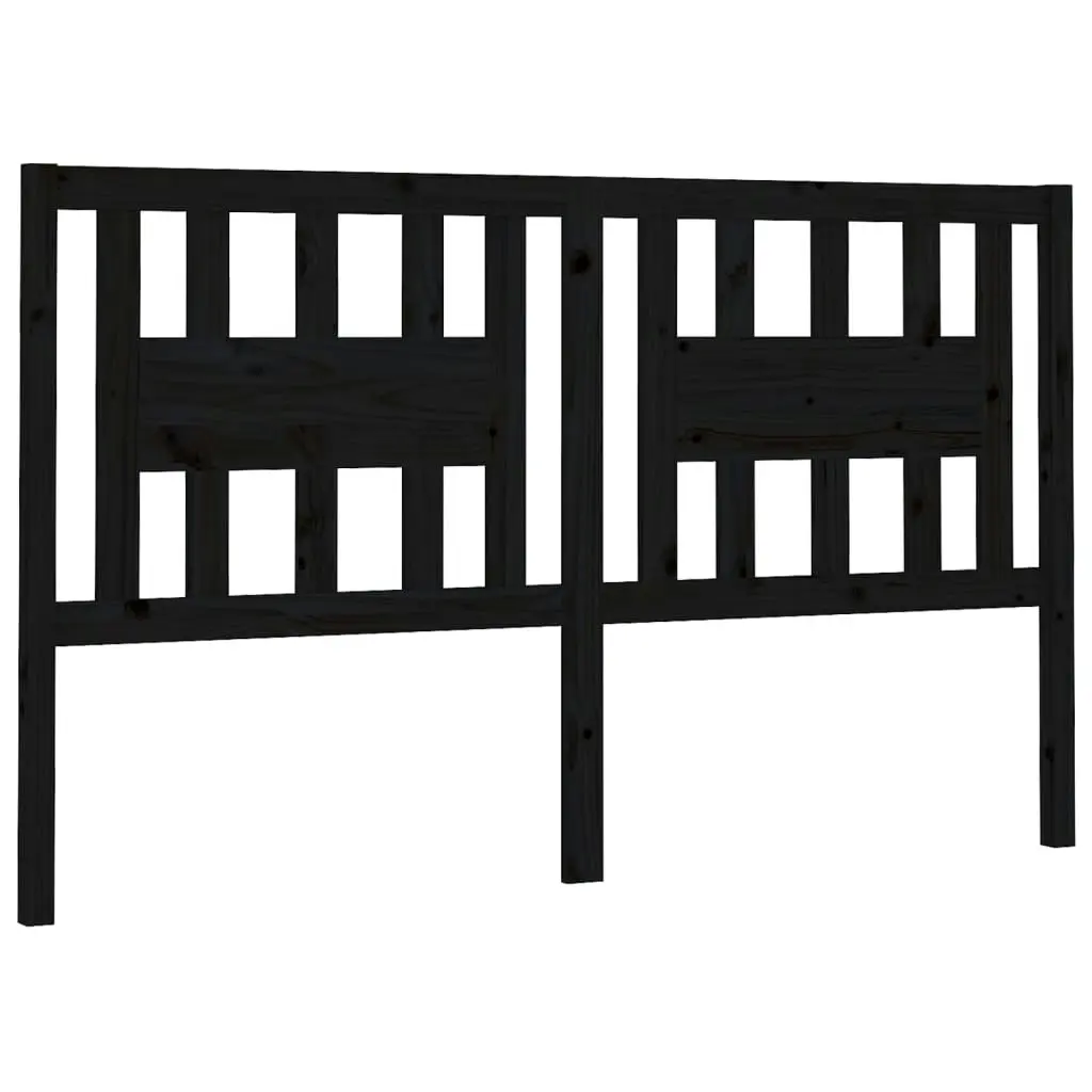 Headboard Black 141 cm Solid Wood Pine 818669