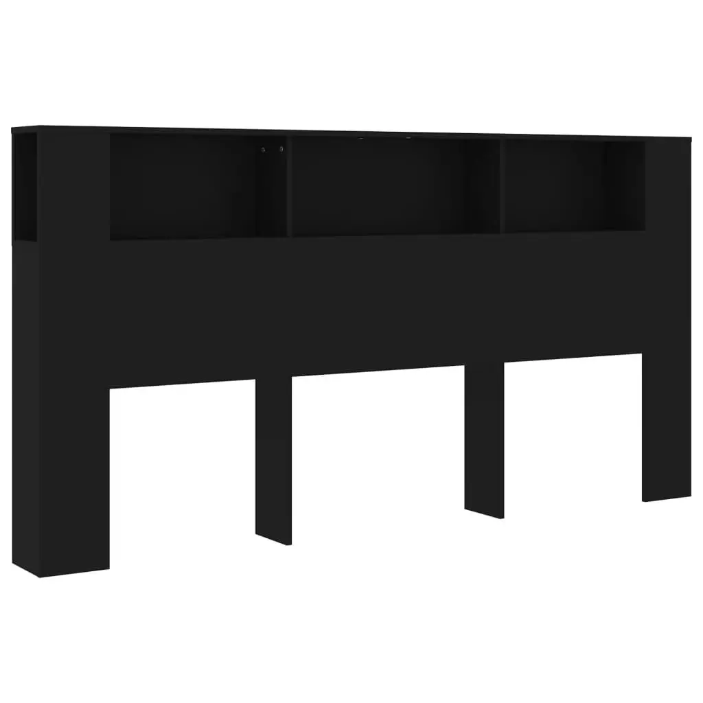 Headboard Cabinet Black 200x18.5x104.5 cm 811953