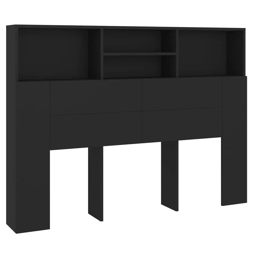 Headboard Cabinet Black 140x19x103.5 cm 811863