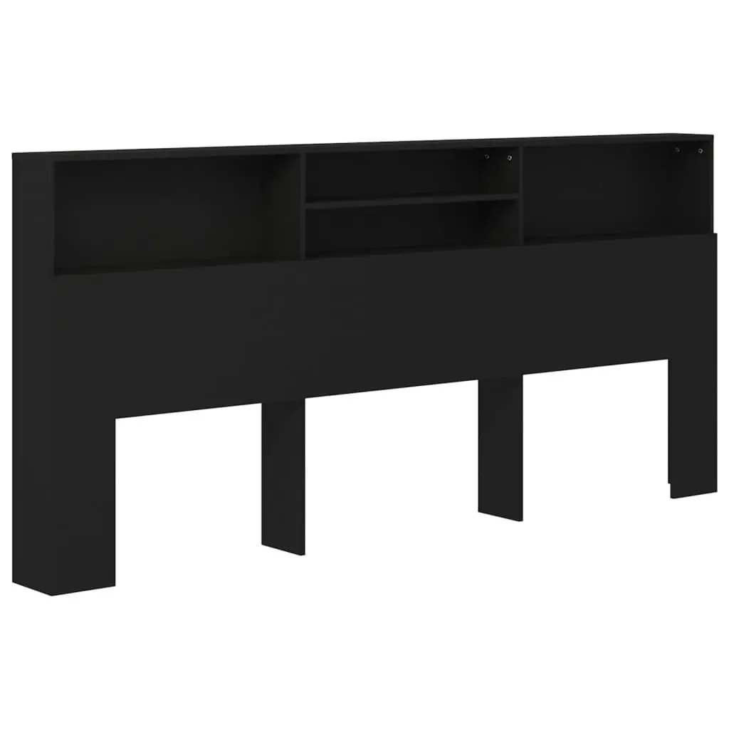 Headboard Cabinet Black 220x19x103.5 cm 811899