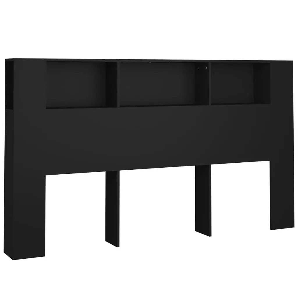 Headboard Cabinet Black 180x18.5x104.5 cm 811944