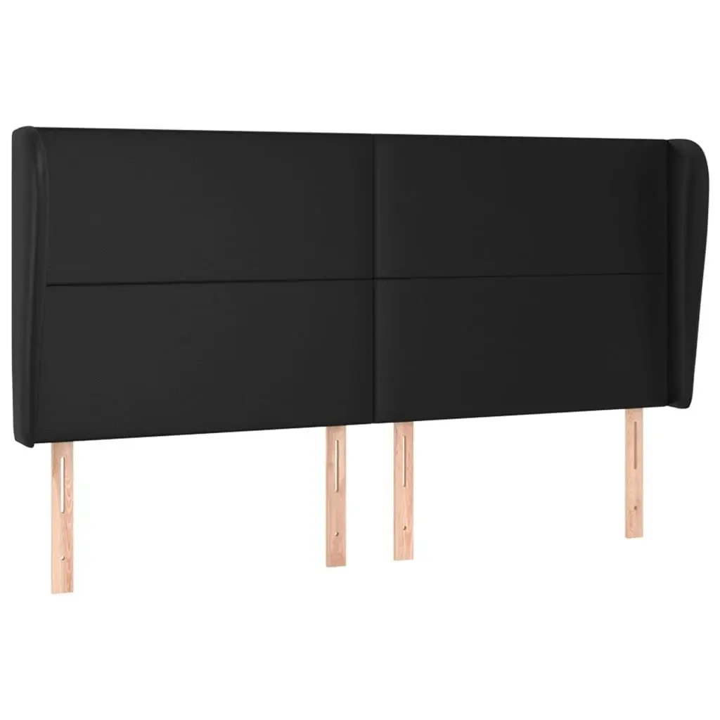 Headboard with Ears Black 203x23x118/128 cm Faux Leather 3117784