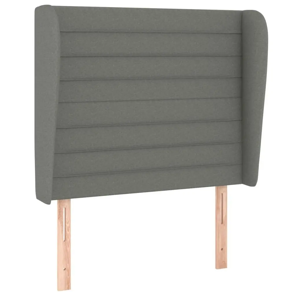 Headboard with Ears Dark Grey 103x23x118/128 cm Fabric 3118087