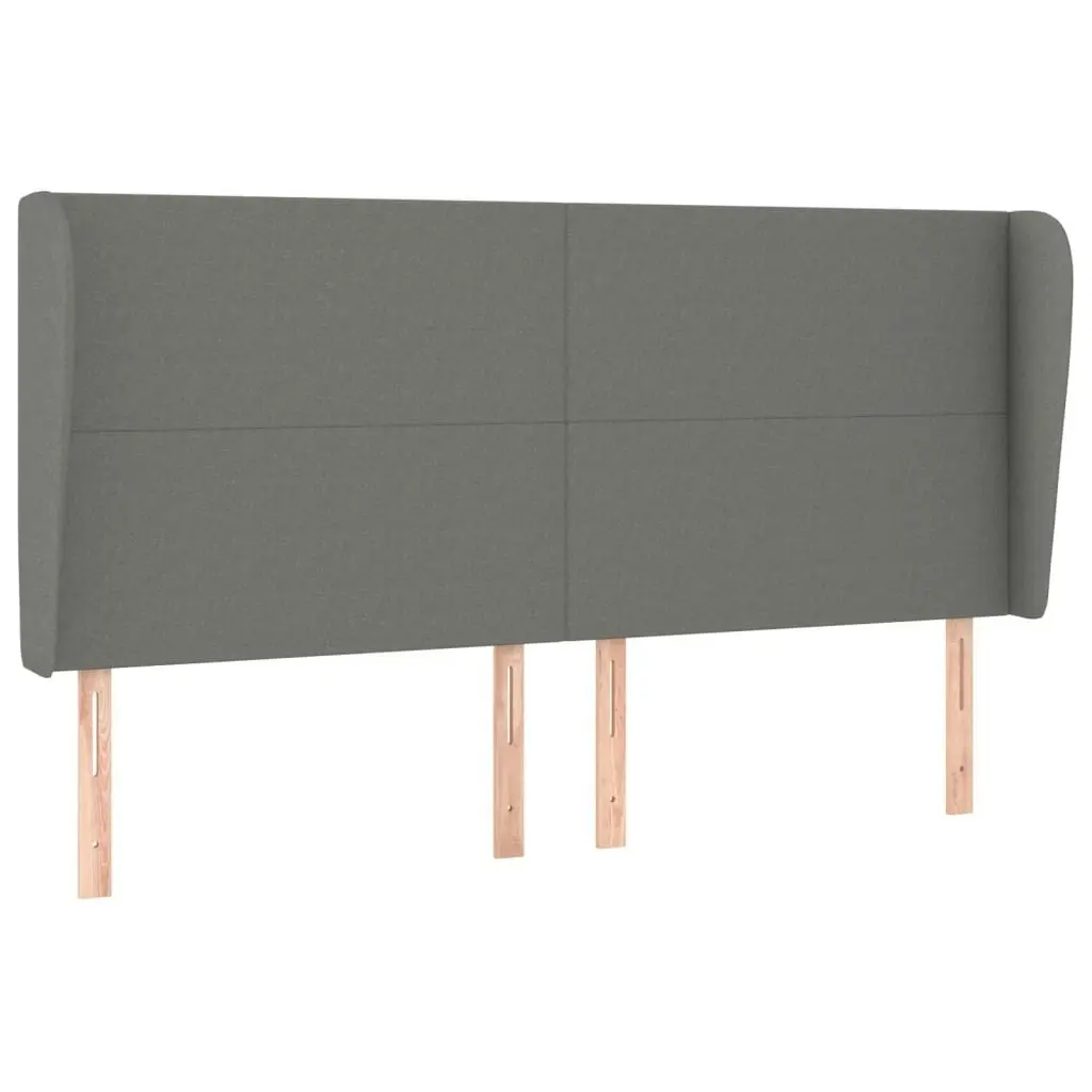 Headboard with Ears Dark Grey 203x23x118/128 cm Fabric 3117699